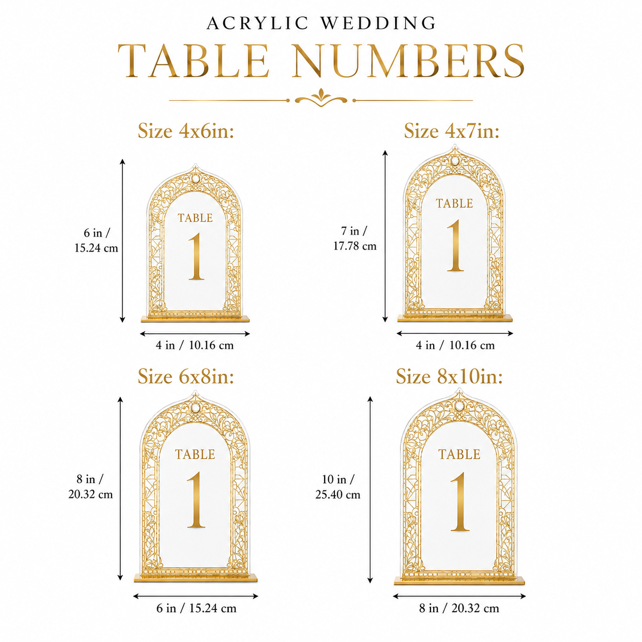 Personalized Gold Acrylic Wedding Table Number Sign