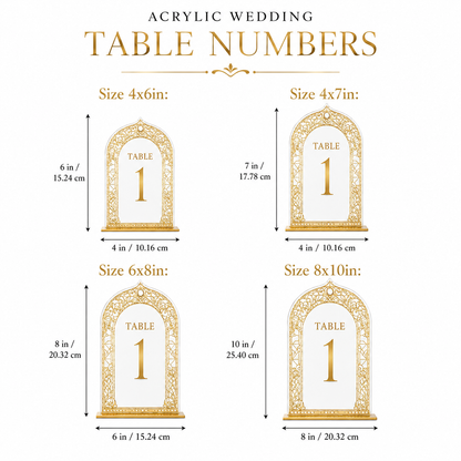 Personalized Gold Acrylic Wedding Table Number Sign