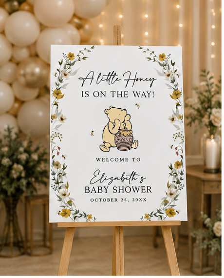 Personalized The Pooh Baby Shower Welcome Sign