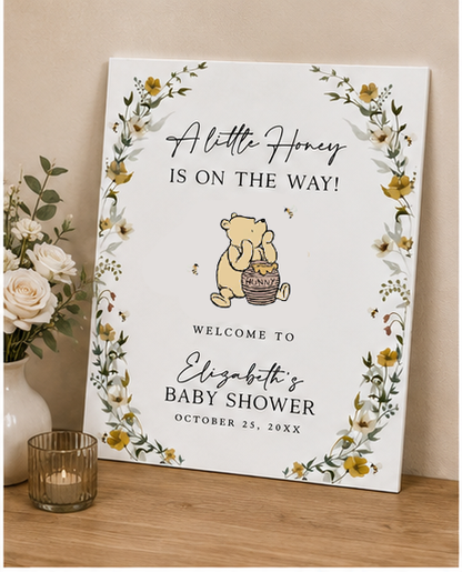 Personalized The Pooh Baby Shower Welcome Sign