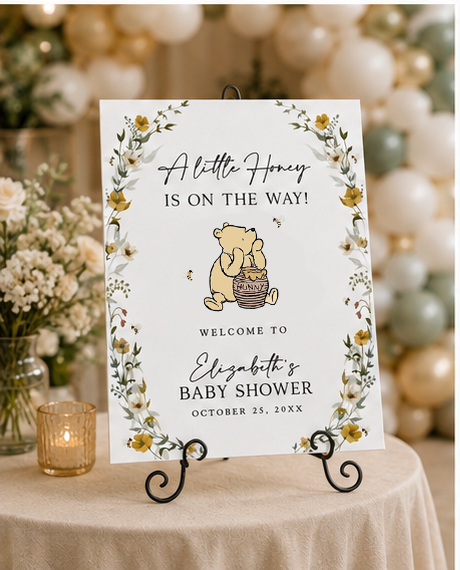 Personalized The Pooh Baby Shower Welcome Sign