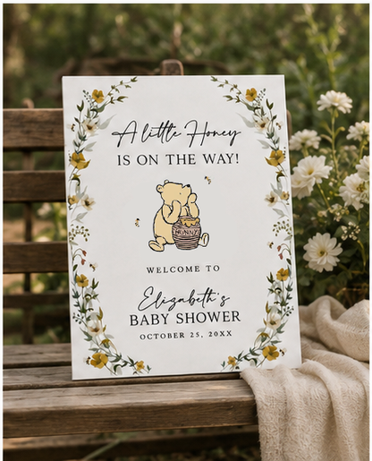 Personalized The Pooh Baby Shower Welcome Sign