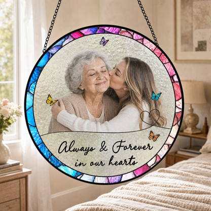 Personalized Photo Memorial Glass Suncatcher