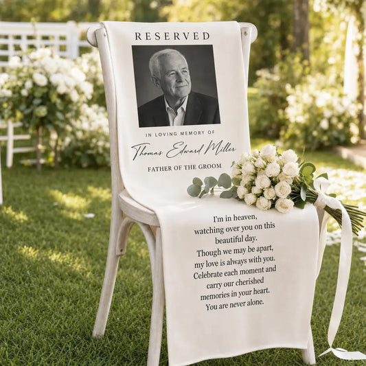 Personalized Memorial Wedding Chair Sign with Photo