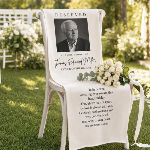 Personalized Memorial Wedding Chair Sign with Photo