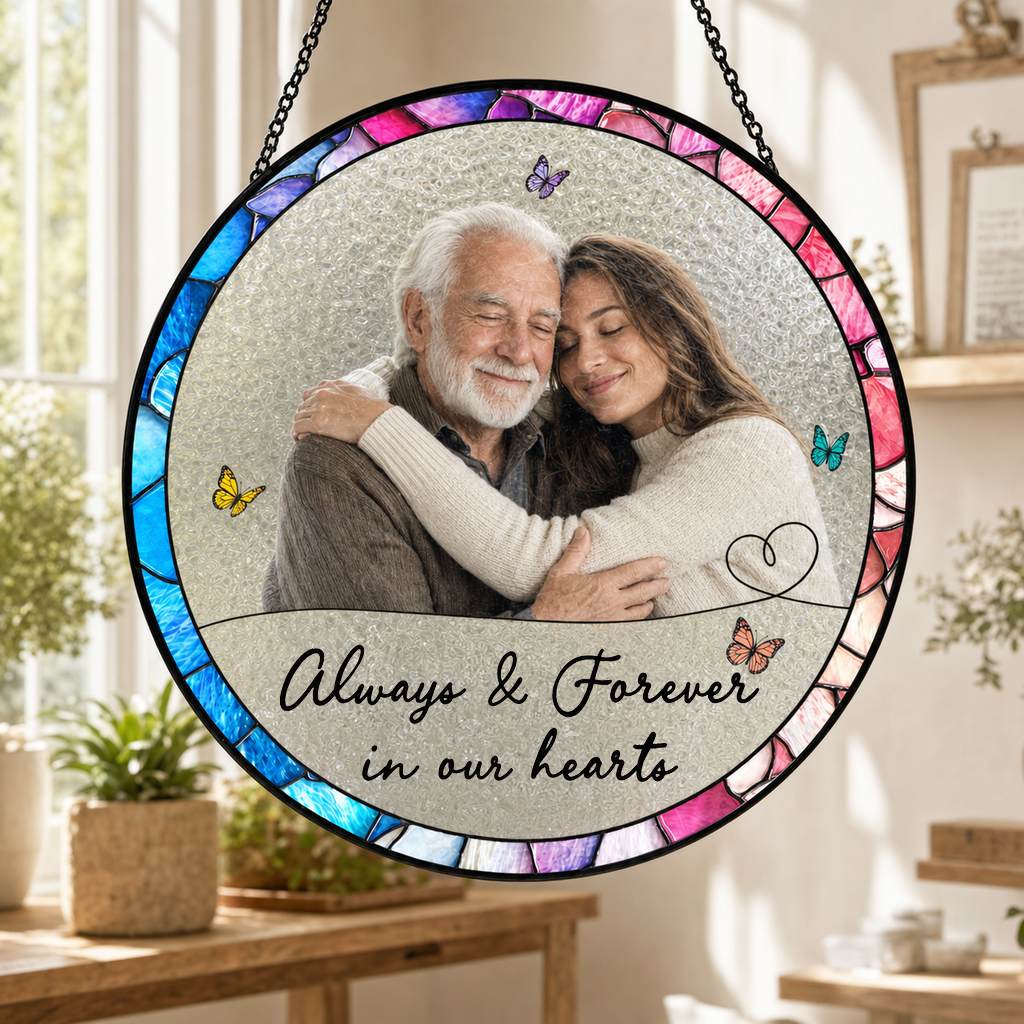 Personalized Photo Memorial Glass Suncatcher