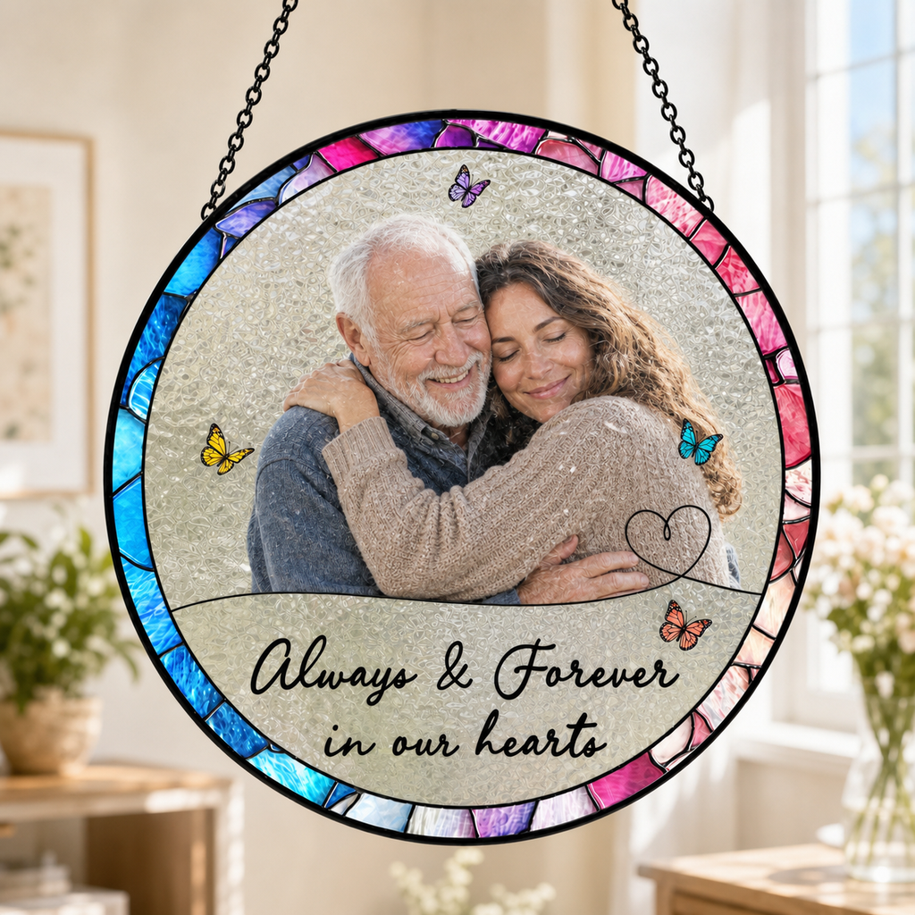 Personalized Photo Memorial Glass Suncatcher