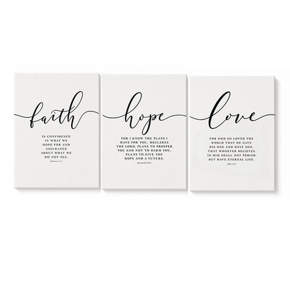 Faith Hope Love Bible Verse Canvas – Christian Scripture Wall Art