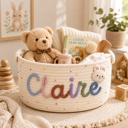 Handmade Candy Basket Personalized Name Storage Baby Shower Gift